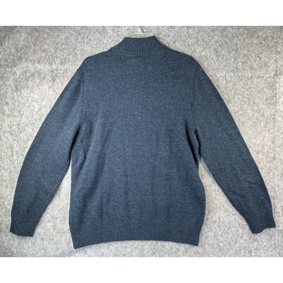 GAP Sweater Men's Large Navy Blue 1/4 Button Mock Neck Outerwear Soft Pullover - Picture 3 of 9
